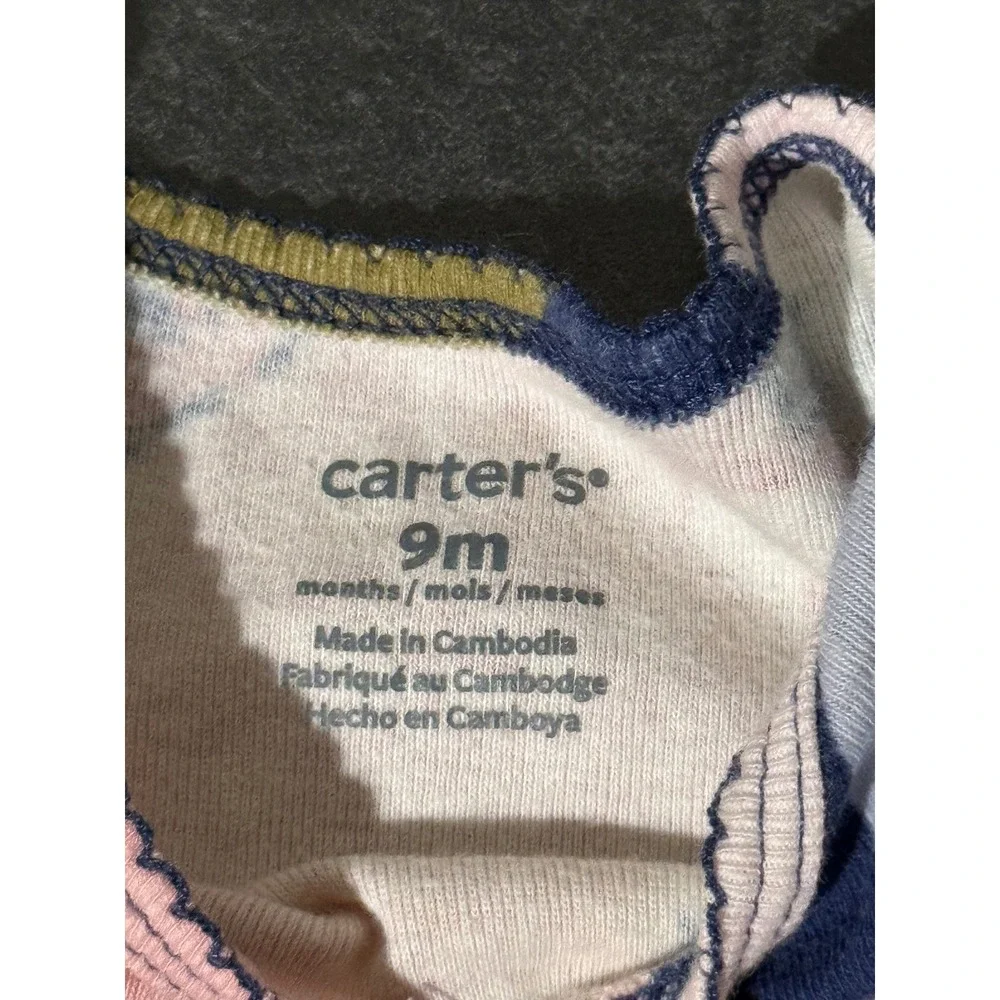 Carters Child of Mine Baby Bodysuit Bundle Size 9M Fruit Owl Striped 4 Pack
